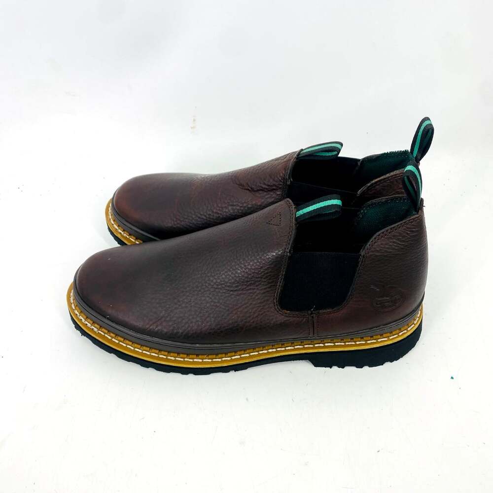 Georgia Giant Romeo Men's 15W Brown Leather Slip On Short Work Boots GR262 NIB